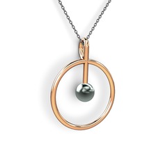 Siyah inci 925 ayar rose altın kaplama gümüş kolye (40 cm gümüş rolo zincir)