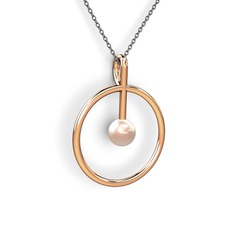 Pembe inci 18 ayar rose altın kolye (40 cm gümüş rolo zincir)