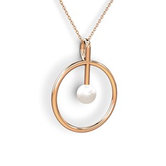 Bilas İnci Kolye - Inci 18 ayar rose altın kolye (40 cm gümüş rolo zincir) #vcvkgr