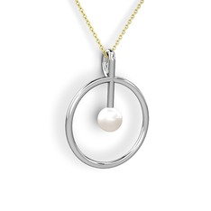 Inci 18 ayar beyaz altın kolye (40 cm altın rolo zincir)