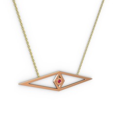 Göz Kolye - Rodolit garnet 14 ayar rose altın kolye (40 cm altın rolo zincir) #12e6a8m