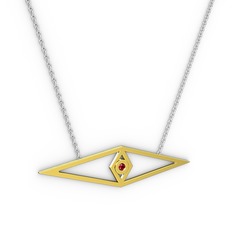 Göz Kolye - Garnet 18 ayar altın kolye (40 cm beyaz altın rolo zincir) #13d6dk1