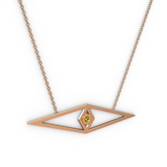 Göz Kolye - Peridot 8 ayar rose altın kolye (40 cm rose altın rolo zincir) #13fv4bc