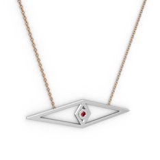 Garnet 14 ayar beyaz altın kolye (40 cm rose altın rolo zincir)