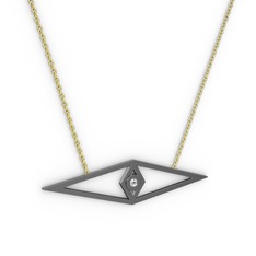 Pırlanta 925 ayar siyah rodyum kaplama gümüş kolye (0.072 karat, 40 cm gümüş rolo zincir)