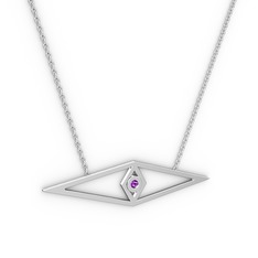 Göz Kolye - Ametist 14 ayar beyaz altın kolye (40 cm beyaz altın rolo zincir) #163ihfh