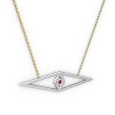 Göz Kolye - Garnet 14 ayar beyaz altın kolye (40 cm gümüş rolo zincir) #16754o1