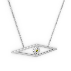 Peridot 925 ayar gümüş kolye (40 cm beyaz altın rolo zincir)