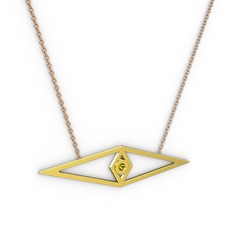Göz Kolye - Peridot 18 ayar altın kolye (40 cm rose altın rolo zincir) #17wosdk