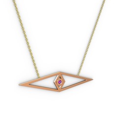 Göz Kolye - Ametist 14 ayar rose altın kolye (40 cm gümüş rolo zincir) #1a4fp8g