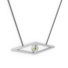 Göz Kolye - Peridot 8 ayar beyaz altın kolye (40 cm gümüş rolo zincir) #1b0jdij