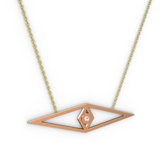 Göz Kolye - Pembe kuvars 14 ayar rose altın kolye (40 cm altın rolo zincir) #1easbpv