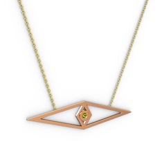 Peridot 18 ayar rose altın kolye (40 cm altın rolo zincir)