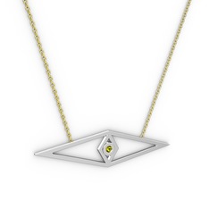 Göz Kolye - Peridot 925 ayar gümüş kolye (40 cm altın rolo zincir) #1hep4xz