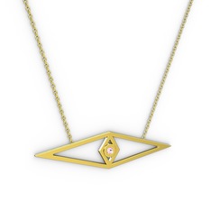 Göz Kolye - Pembe kuvars 18 ayar altın kolye (40 cm altın rolo zincir) #1jtcgw8