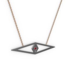 Göz Kolye - Garnet 925 ayar siyah rodyum kaplama gümüş kolye (40 cm gümüş rolo zincir) #1kuxhix