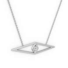 Göz Kolye - Swarovski 14 ayar beyaz altın kolye (40 cm beyaz altın rolo zincir) #1m0ms4s