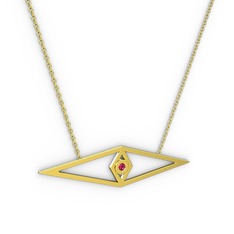 Rodolit garnet 925 ayar altın kaplama gümüş kolye (40 cm altın rolo zincir)