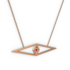 Göz Kolye - Rodolit garnet 18 ayar rose altın kolye (40 cm rose altın rolo zincir) #1mqbaxt