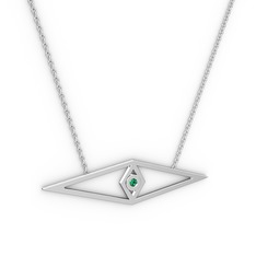 Göz Kolye - Yeşil kuvars 14 ayar beyaz altın kolye (40 cm beyaz altın rolo zincir) #1nrewn7