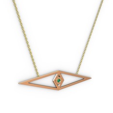 Göz Kolye - Yeşil kuvars 925 ayar rose altın kaplama gümüş kolye (40 cm altın rolo zincir) #1pfgssc
