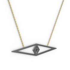 Siyah zirkon 925 ayar siyah rodyum kaplama gümüş kolye (40 cm gümüş rolo zincir)