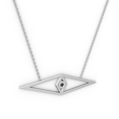 Göz Kolye - Siyah zirkon 8 ayar beyaz altın kolye (40 cm beyaz altın rolo zincir) #1tydhob