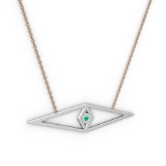 Kök zümrüt 18 ayar beyaz altın kolye (40 cm gümüş rolo zincir)