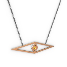 Göz Kolye - Sitrin 8 ayar rose altın kolye (40 cm gümüş rolo zincir) #1w6ad4r