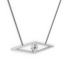 Göz Kolye - Yeşil kuvars 925 ayar gümüş kolye (40 cm gümüş rolo zincir) #1wqiwgn