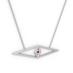 Göz Kolye - Garnet 14 ayar beyaz altın kolye (40 cm beyaz altın rolo zincir) #1x597uk