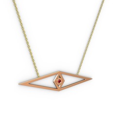 Göz Kolye - Garnet 8 ayar rose altın kolye (40 cm altın rolo zincir) #1xbzyko