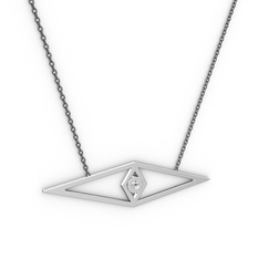 Göz Kolye - Beyaz zirkon 8 ayar beyaz altın kolye (40 cm gümüş rolo zincir) #1xpmklv