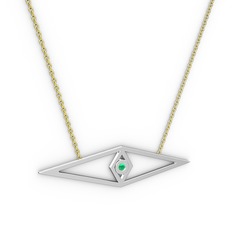 Göz Kolye - Kök zümrüt 14 ayar beyaz altın kolye (40 cm altın rolo zincir) #1yh3mwq