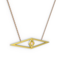 Göz Kolye - Pembe kuvars 925 ayar altın kaplama gümüş kolye (40 cm rose altın rolo zincir) #3m6ps8