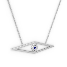 Lab safir 18 ayar beyaz altın kolye (40 cm beyaz altın rolo zincir)