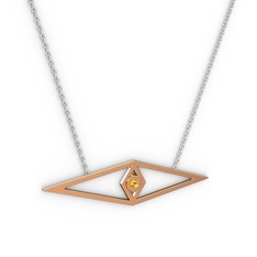 Sitrin 14 ayar rose altın kolye (40 cm beyaz altın rolo zincir)