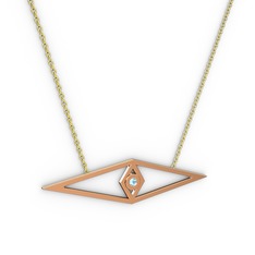 Göz Kolye - Akuamarin 14 ayar rose altın kolye (40 cm altın rolo zincir) #7pjqzl