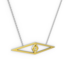 Göz Kolye - Swarovski 925 ayar altın kaplama gümüş kolye (40 cm beyaz altın rolo zincir) #83rz78