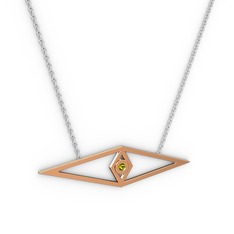 Peridot 18 ayar rose altın kolye (40 cm gümüş rolo zincir)