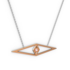 Pembe kuvars 925 ayar rose altın kaplama gümüş kolye (40 cm beyaz altın rolo zincir)