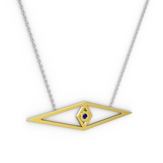 Lab safir 925 ayar altın kaplama gümüş kolye (40 cm gümüş rolo zincir)