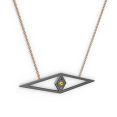 Sitrin 925 ayar siyah rodyum kaplama gümüş kolye (40 cm gümüş rolo zincir)