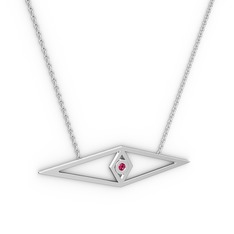 Rodolit garnet 8 ayar beyaz altın kolye (40 cm gümüş rolo zincir)