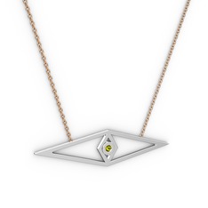 Peridot 18 ayar beyaz altın kolye (40 cm gümüş rolo zincir)