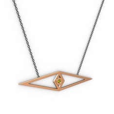Göz Kolye - Peridot 18 ayar rose altın kolye (40 cm gümüş rolo zincir) #envid6