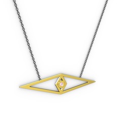 Pembe kuvars 8 ayar altın kolye (40 cm gümüş rolo zincir)