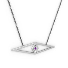 Göz Kolye - Ametist 925 ayar gümüş kolye (40 cm gümüş rolo zincir) #u8btow