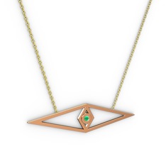 Göz Kolye - Kök zümrüt 925 ayar rose altın kaplama gümüş kolye (40 cm altın rolo zincir) #us6bun