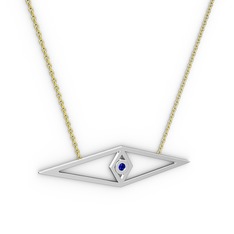 Göz Kolye - Lab safir 8 ayar beyaz altın kolye (40 cm altın rolo zincir) #vugylq